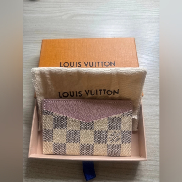 Louis Vuitton Pink and Cream Checkered Card Holder - Picture 1 of 4